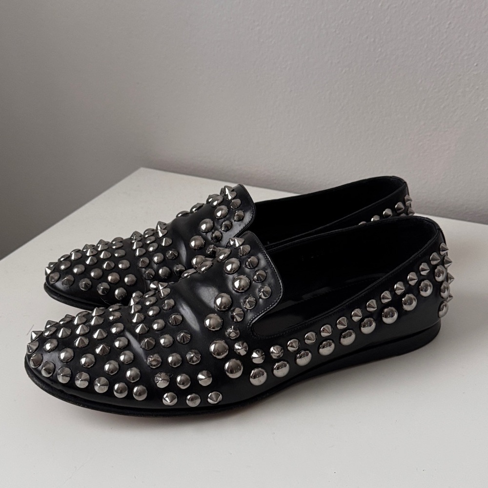 Prada Spazzalaro Studded men’s Black Loafers